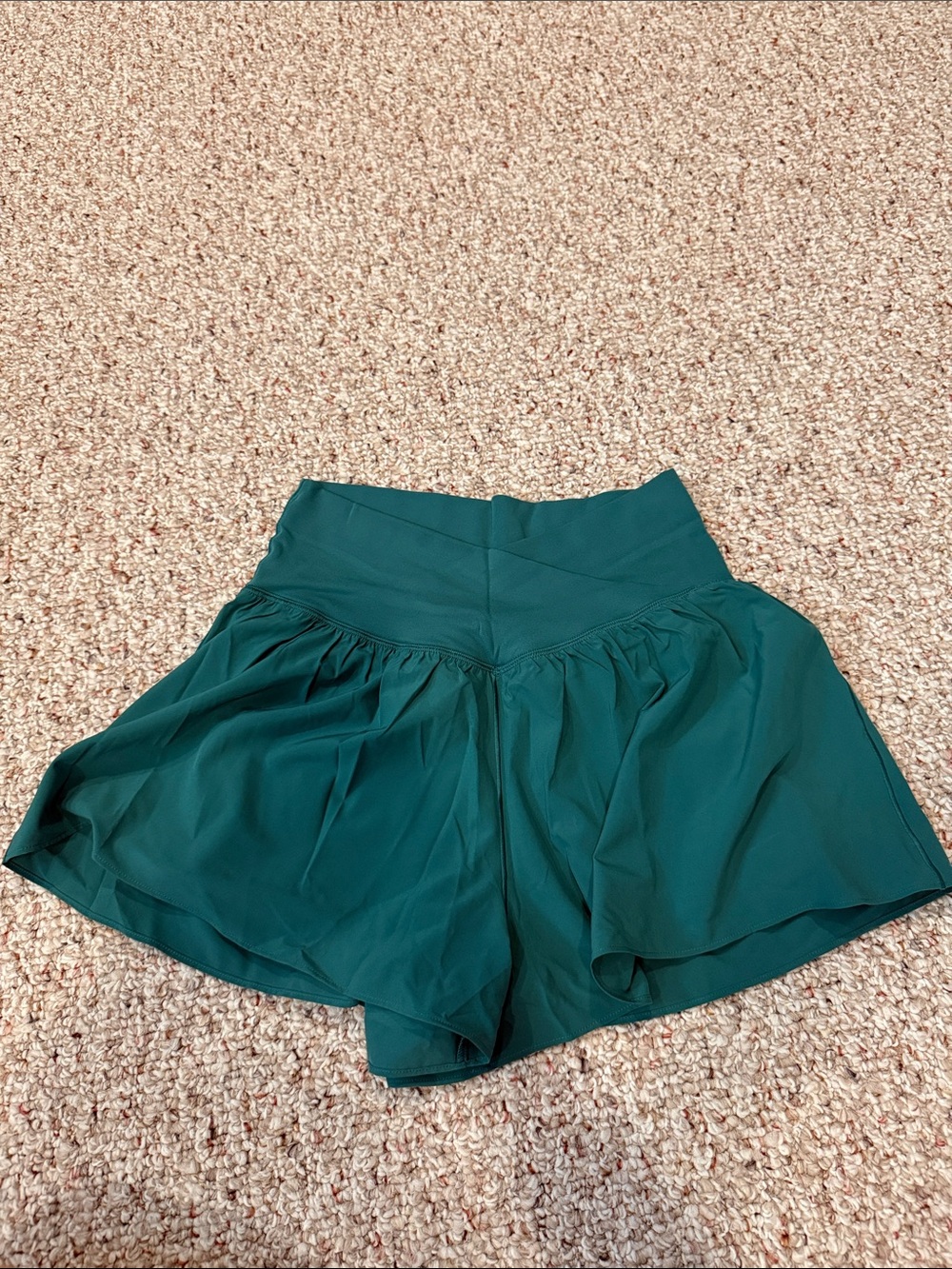 aerie Teal Flowy High-Waist Skort-Style Shorts